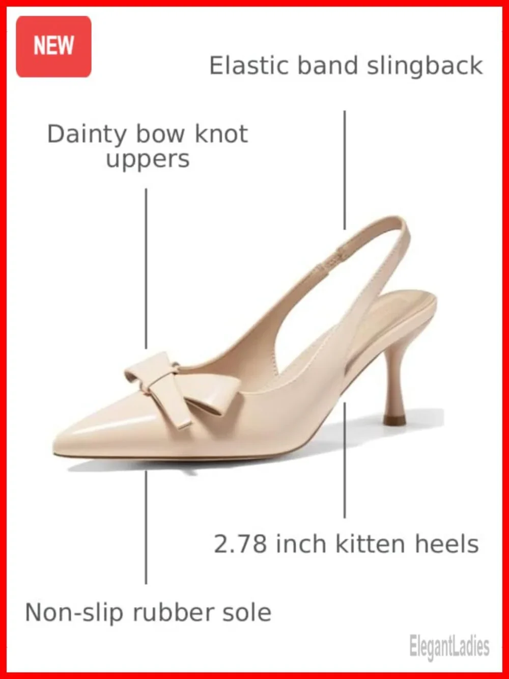Slingback Kitten Heels Bow Closed Pointed Toe Pumps Slip On Office Work Dress